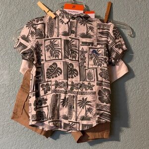 🆕 Tommy Bahama Kids 3 piece Tropical Shirt, Tshirt & Shorts set, Boys 2T - NWT